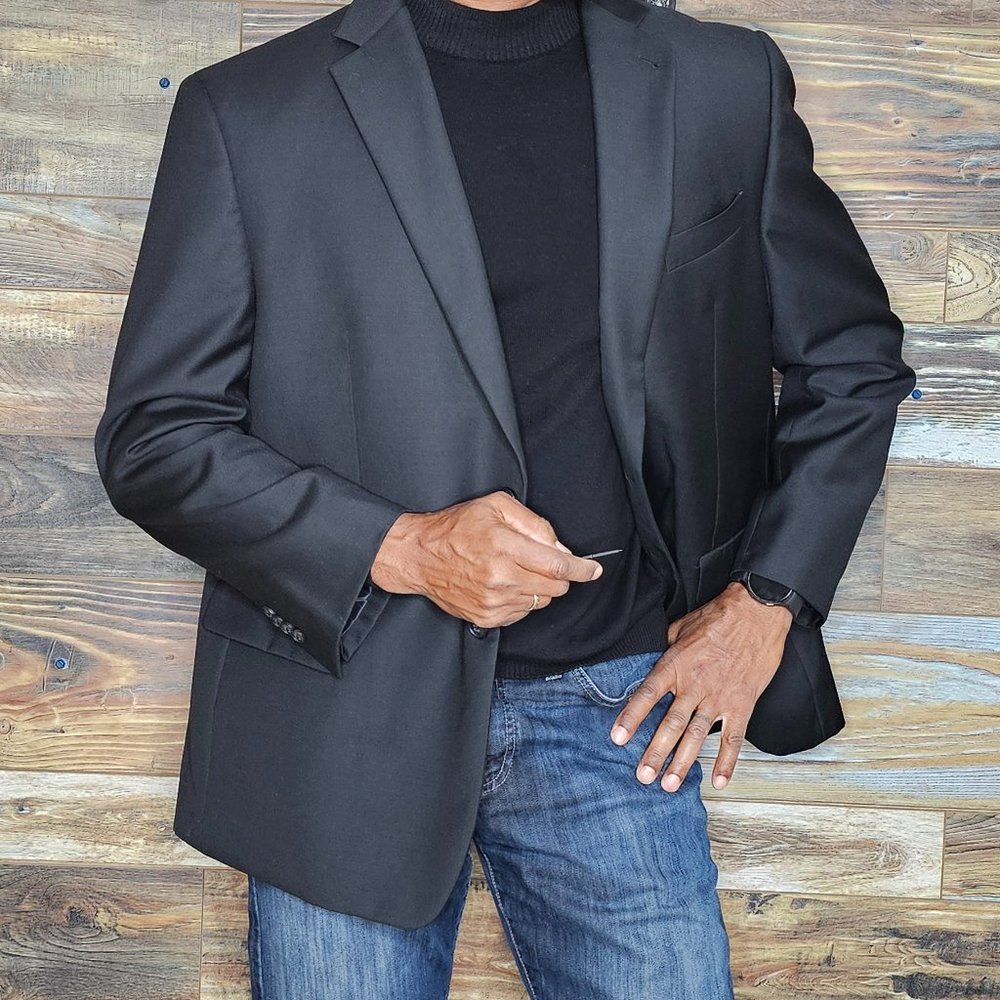 Joe Joseph Abboud Custom Made 100% Wool Black Bla… - image 6